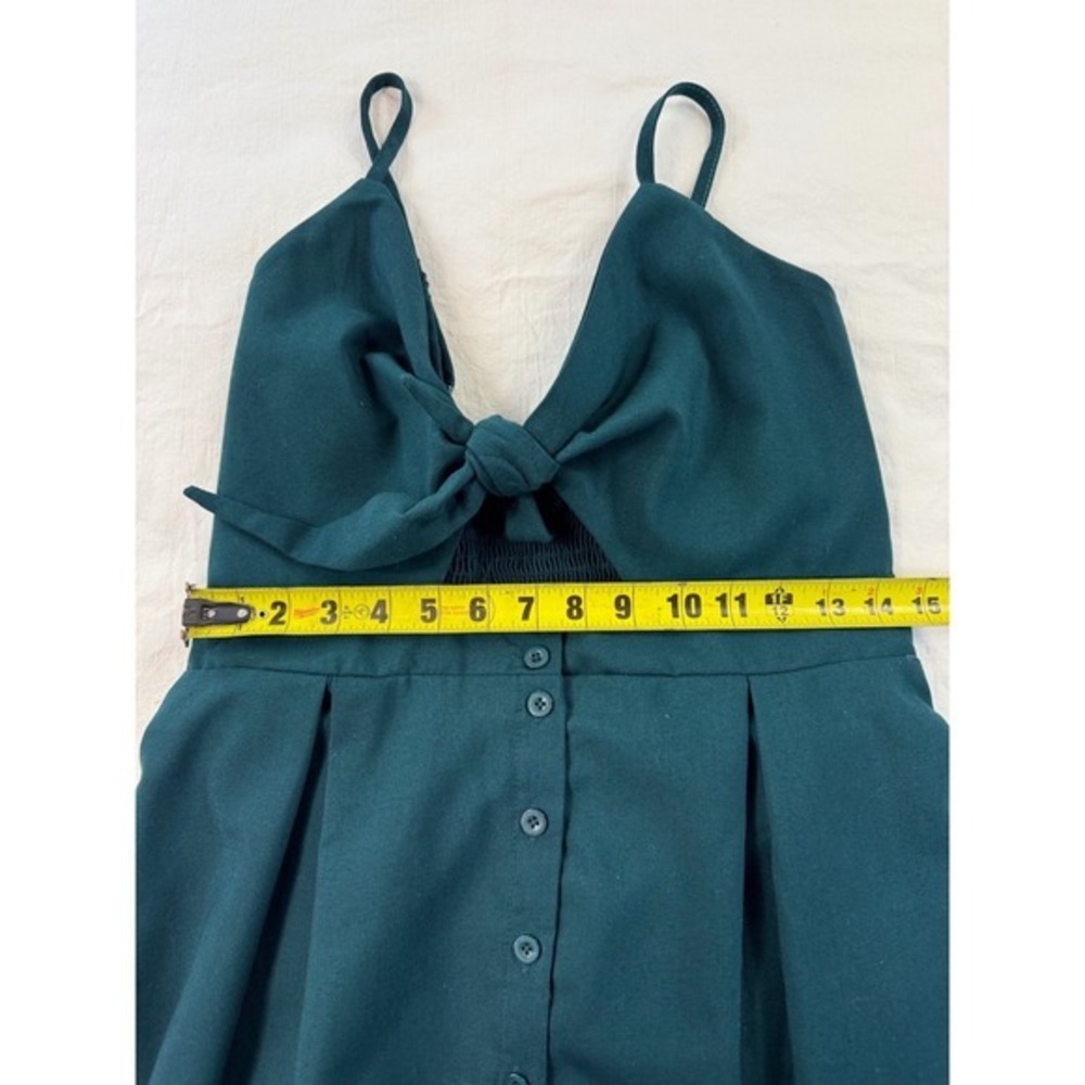 Ecowish green Front Cutout Button Down Midi Dress Smocked Back xl - Picture 4 of 10